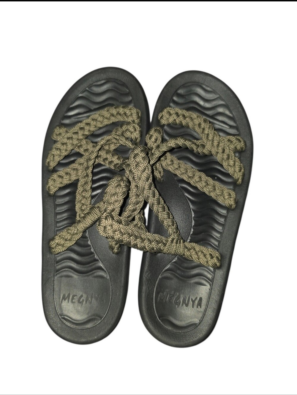 8/1/7. Womens MEGNYA Olive Braided Rope Slide Sandals